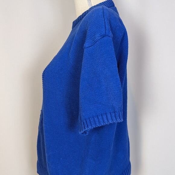 90s Vintage Nordstrom Short Sleeve Crew Neck Sweater Blue Size Medium - Picture 13 of 15